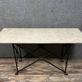 Superb Art Deco period console in iron and Carrara marble circa 1930