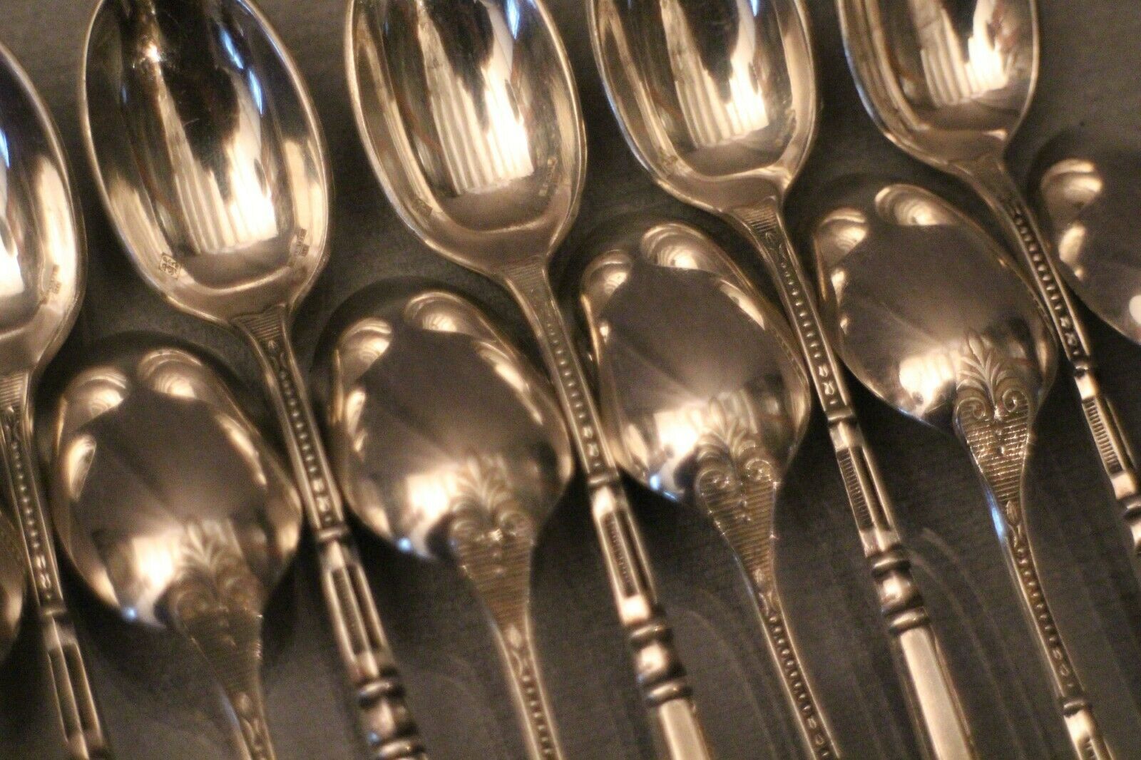 Suite of 12 small spoons with Russian silver metal ERCUIS Regency style