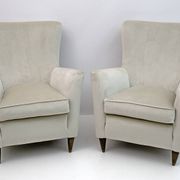 Pair of Gio Ponti Style Mid-Century Modern Italian Velvet Armchairs for Isa