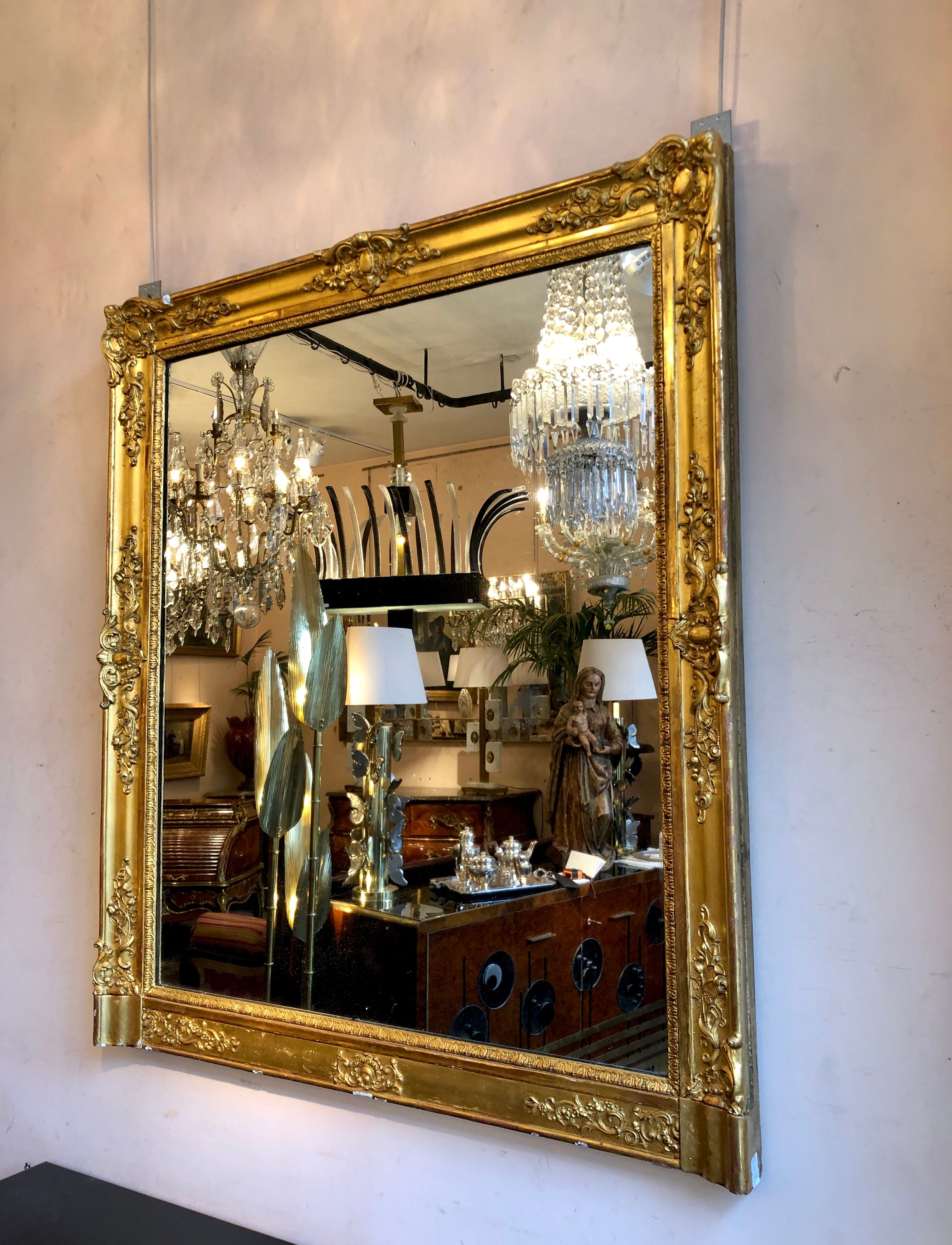 Golden wooden mirror, 19th century