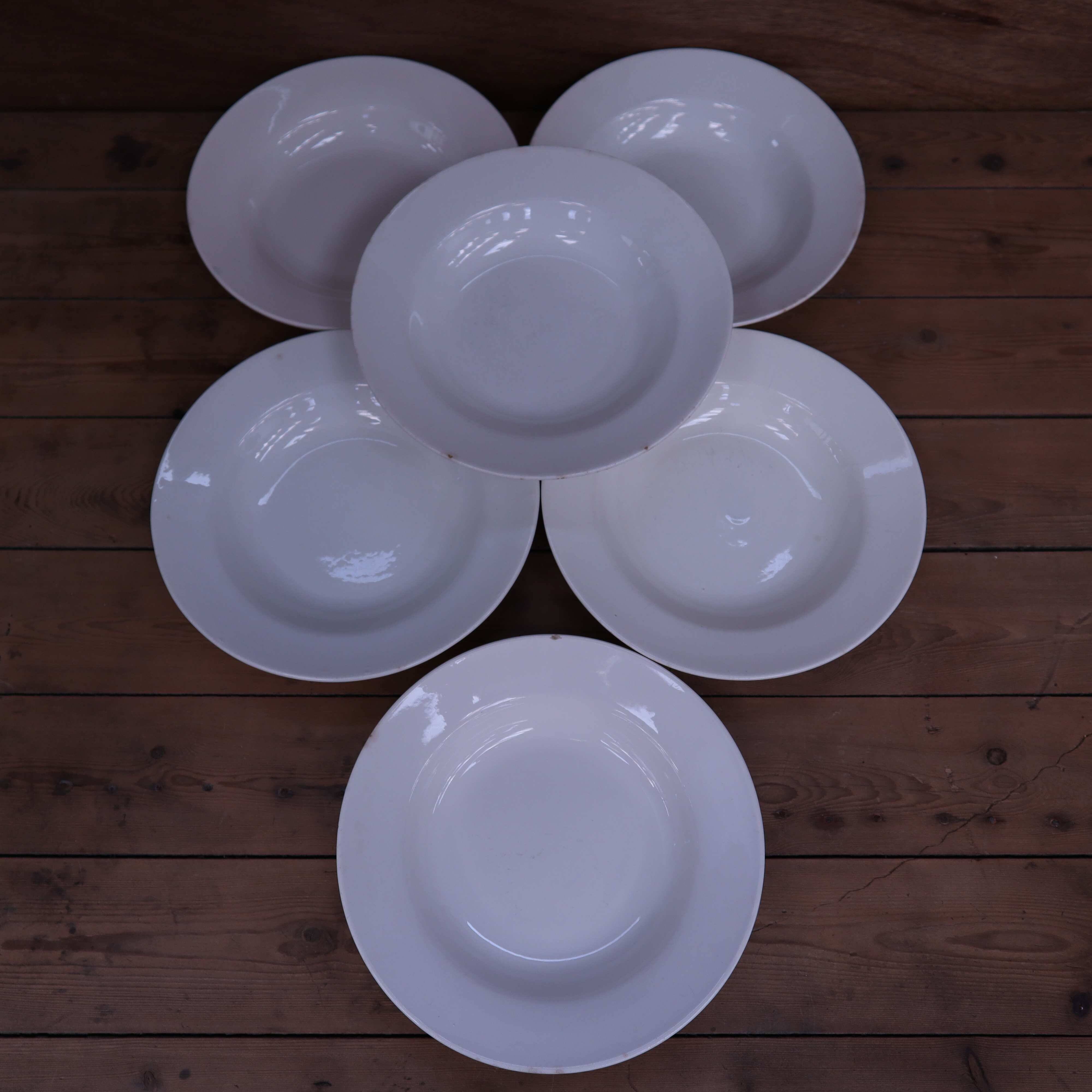 6 White Soup Plates, Digoin and St Amand Porcelain