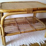 Coffee table in rattan and bamboo