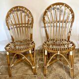 Pair of rattan chairs made in Landes
