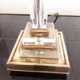 Lampe de table française en lucite et laiton, milieu du siècle