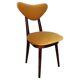 Yellow velvet heart-shaped chair, walnut wood, mid-century, Poland, 1960s.