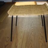 Vintage steel and woven wicker basketball stool by franco legler 1950s