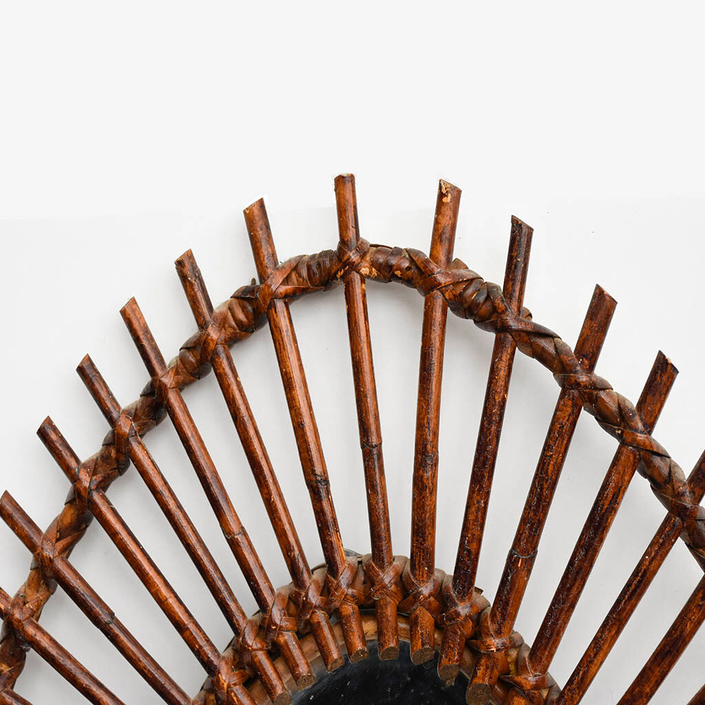 Mirror frame sun in oval rattan vintage drop shape 44x62cm