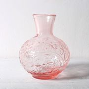 Set of 2 Vintage Small Blue and PinkGlass Vases with Flowers Pattern, Italy