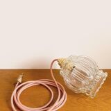 Small vintage glass pendant light or portable lamp