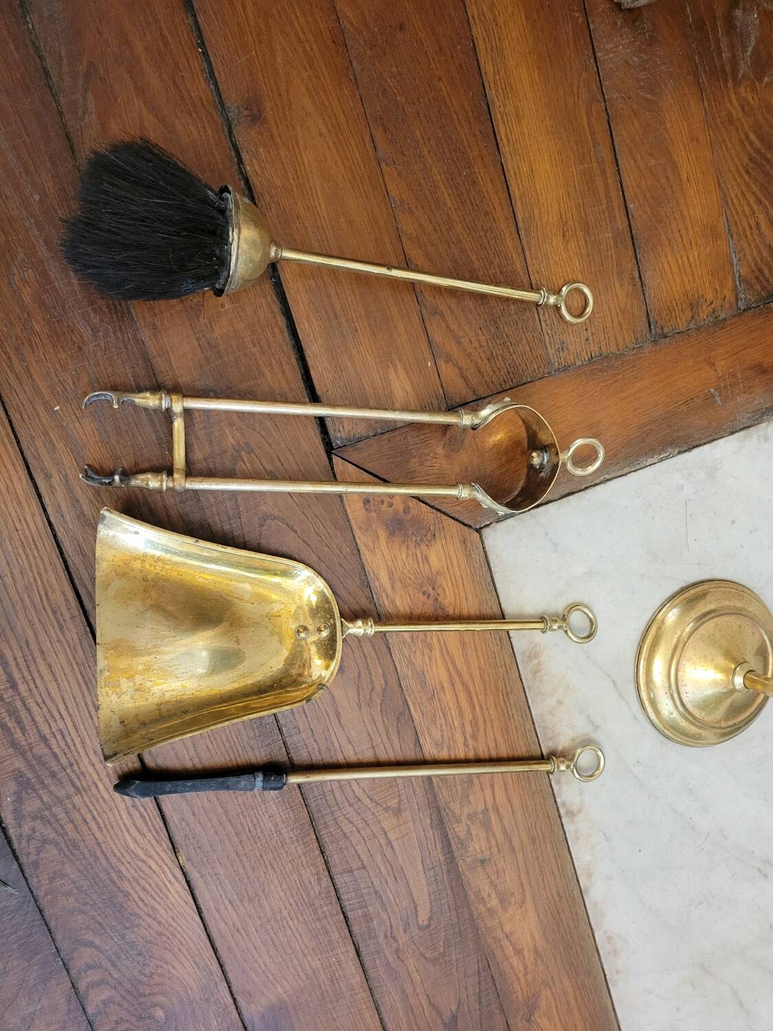 Gilded bronze fireplace tool set 1900