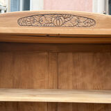 Parisian glass-fronted Art Deco wardrobe in solid raw walnut.