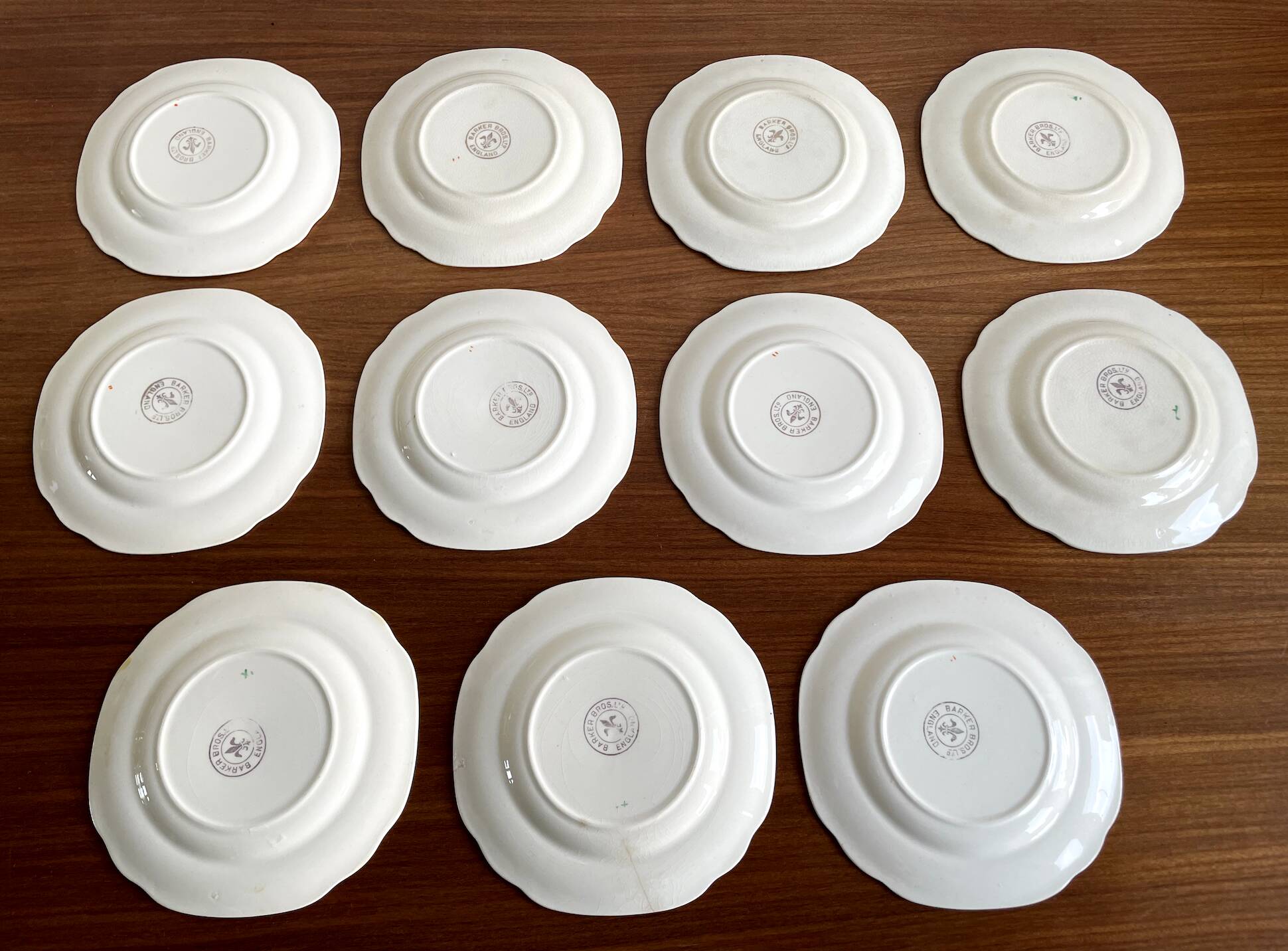Set of 11 Rare Bread & Butter Plates by Barker Bros Ltd, Sandringham Pattern, Made in 1930-1937