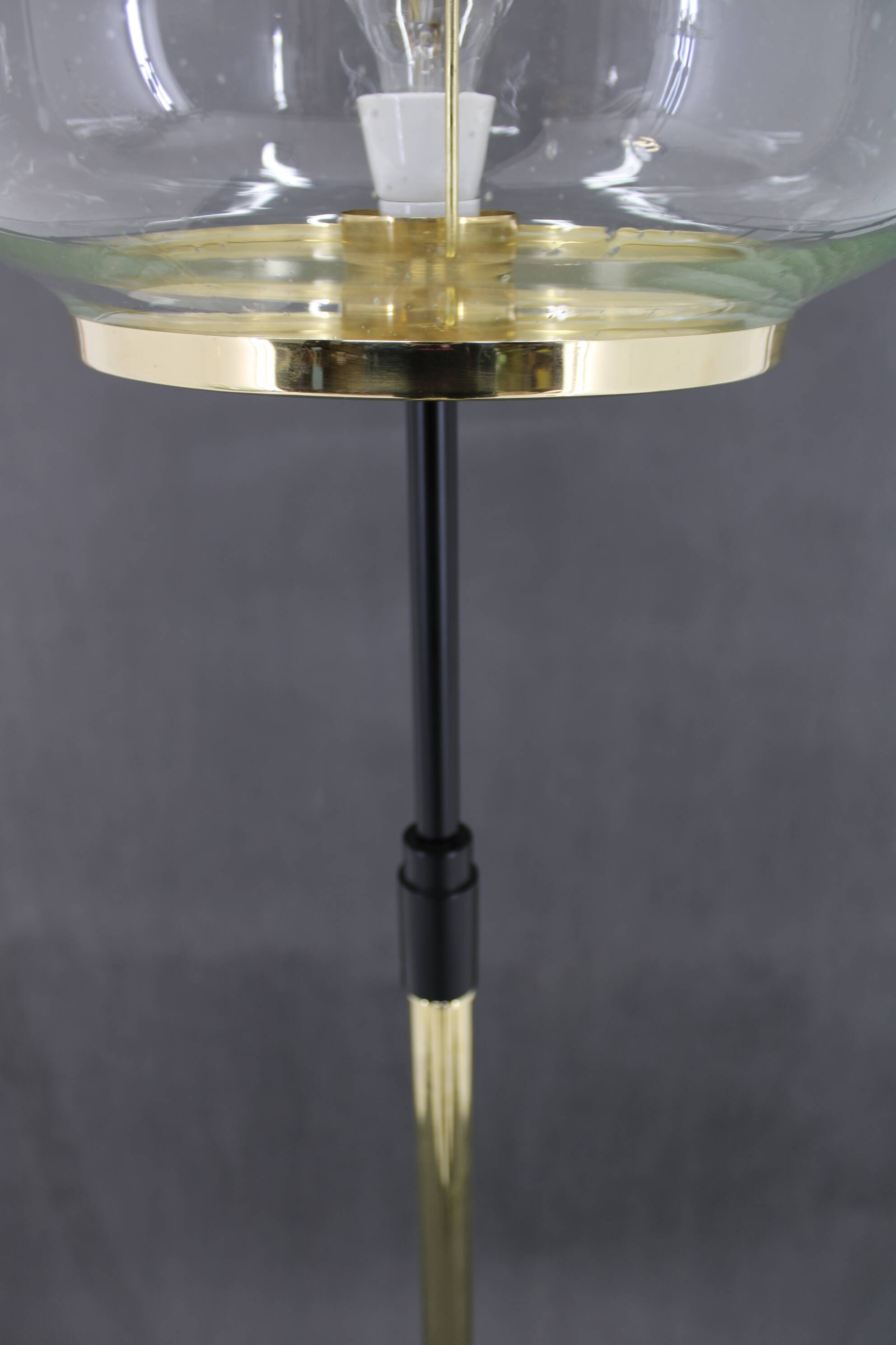 1970s Pair of Glass Brass Floor Lamps by Kamenicky Senov , Czechoslovakia