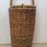 Basket woven wicker, trolley on wheels