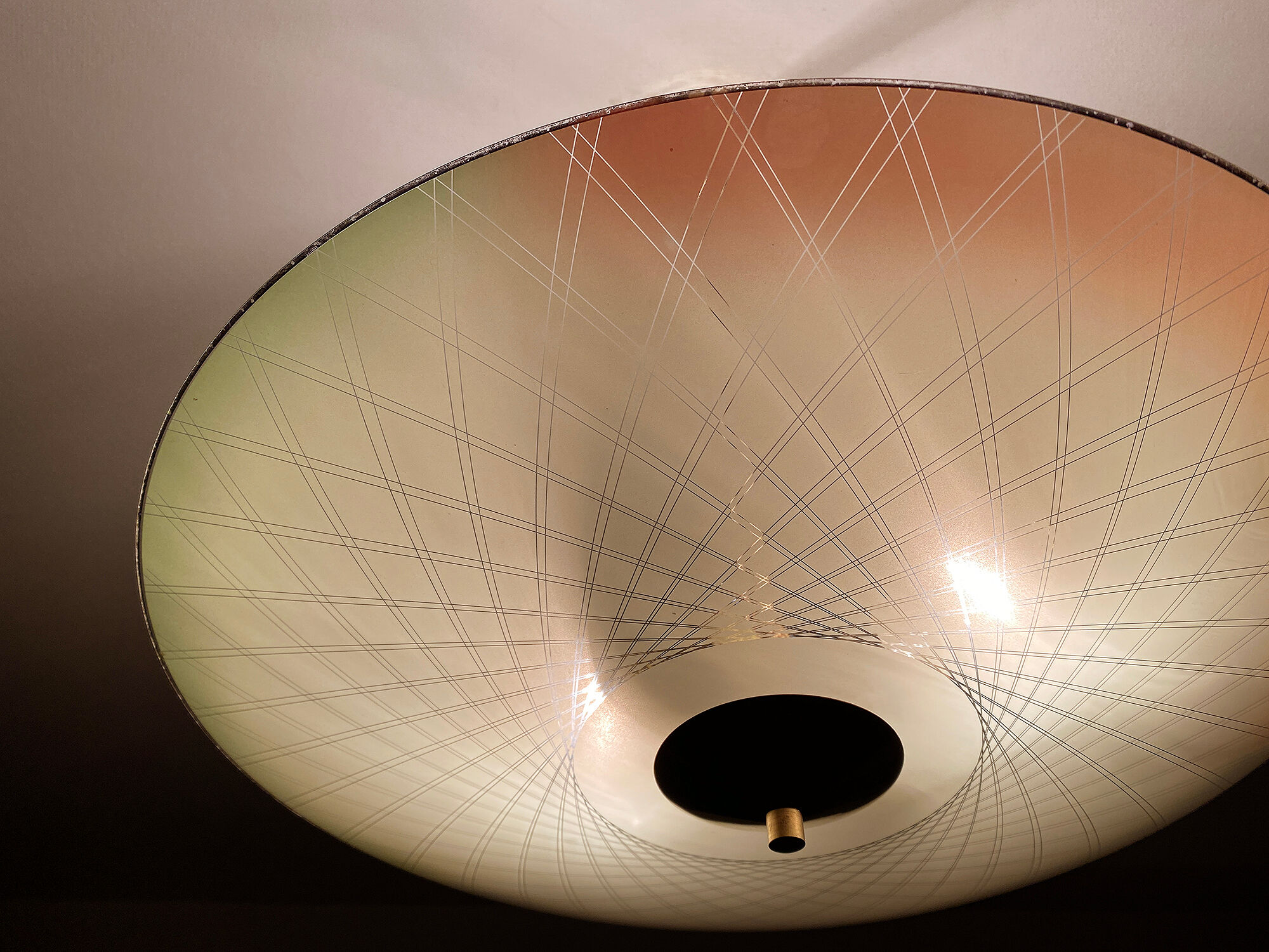 Vintage pendant lamp, multicolored glass, 50s