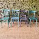 Set of four mismatched bistro chairs
