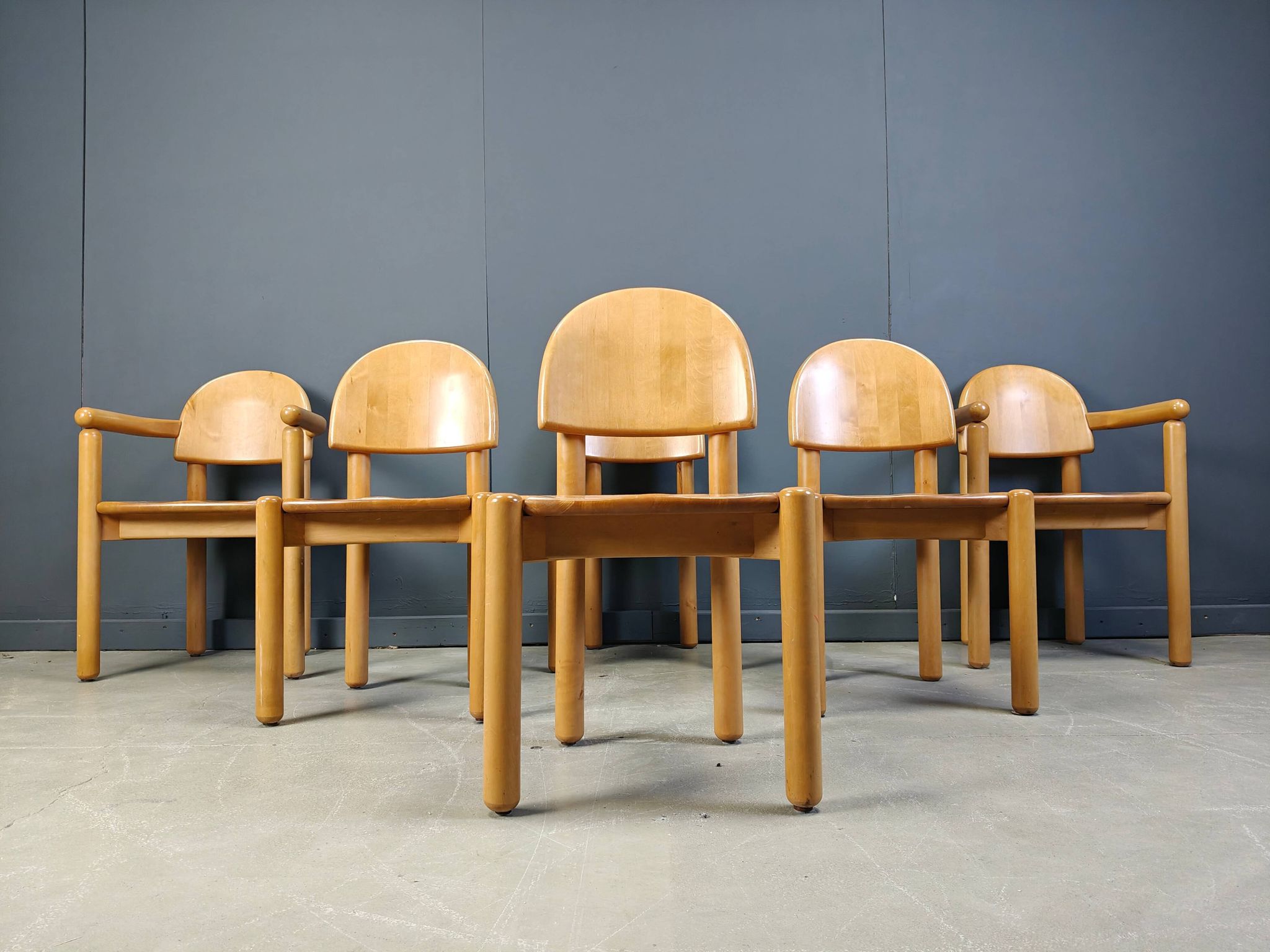 Rainer Daumiller pine wood dining chairs for Hirtshals Savvaerk set of