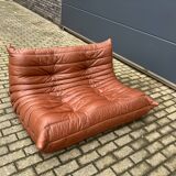 100% originele vintage Cognac lederen Togo Ligne Roset 2zit