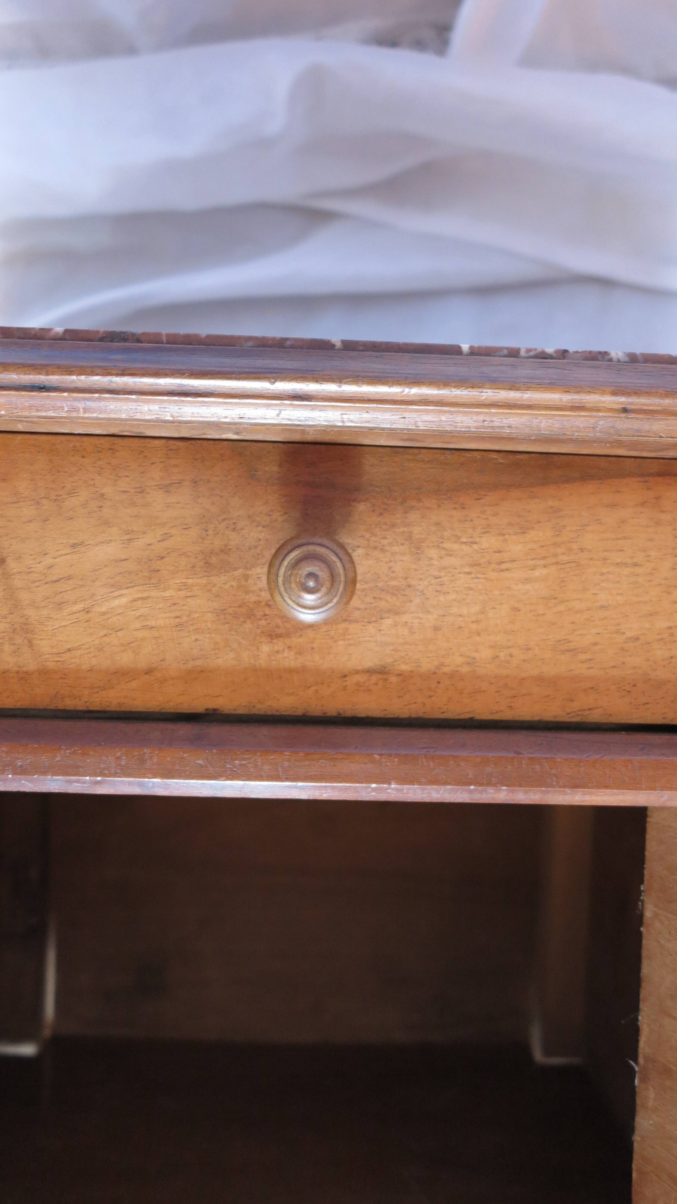 Nightstand walnut with marble top