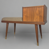 Teak telephone bench, Vintage Scandinavian 1960s