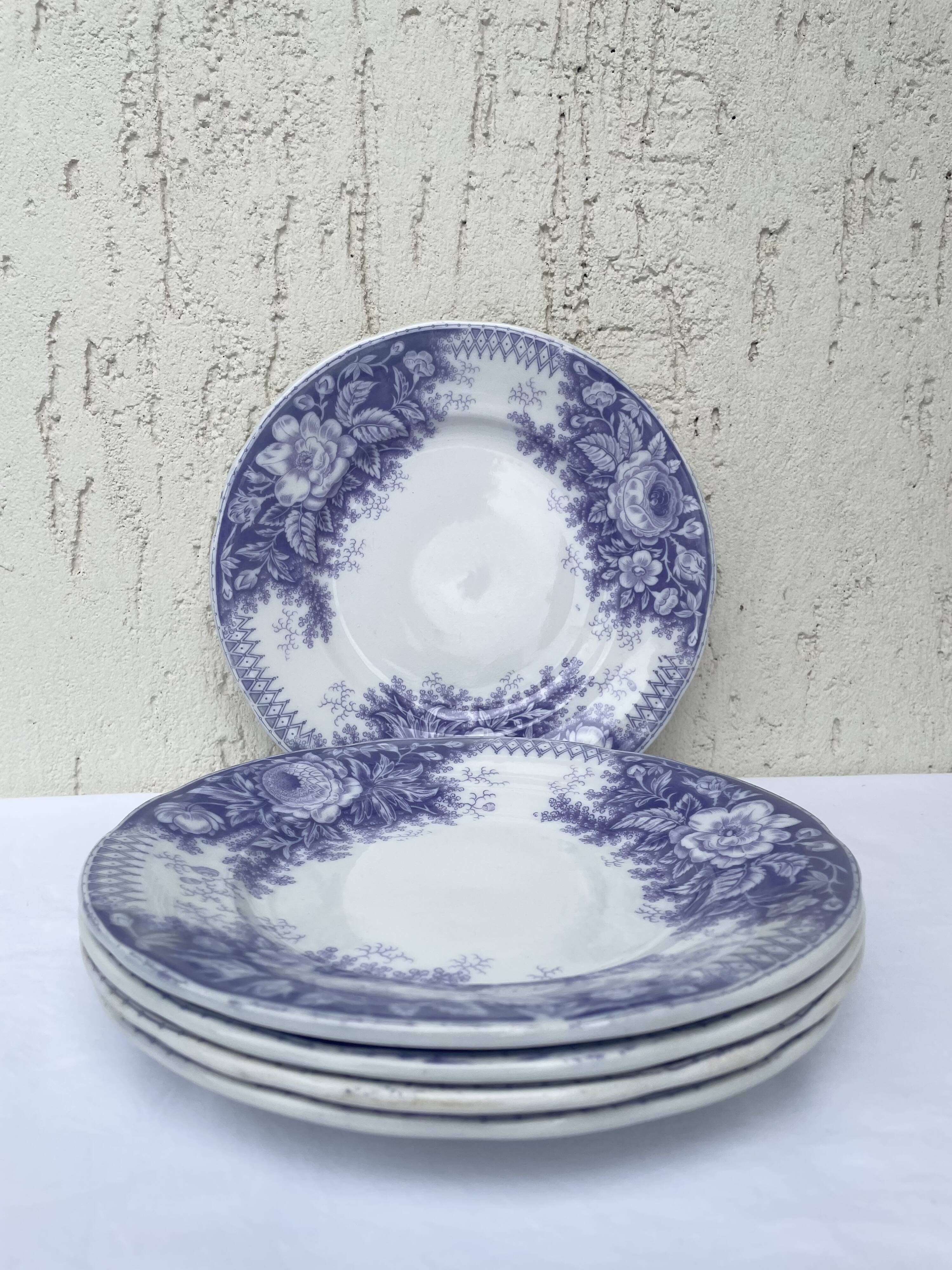 Dessert plates Sarreguemines model Jardinière 19th century
