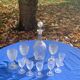 Elegant service consisting of a carafe, 3 wine glasses and 6 diamond pattern aperitif glasses