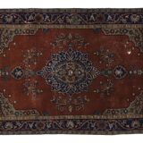 Tapis ancien oriental – rouge brique et bleu 180 cm x 107 cm