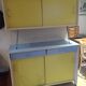 Blue and yellow formica buffet
