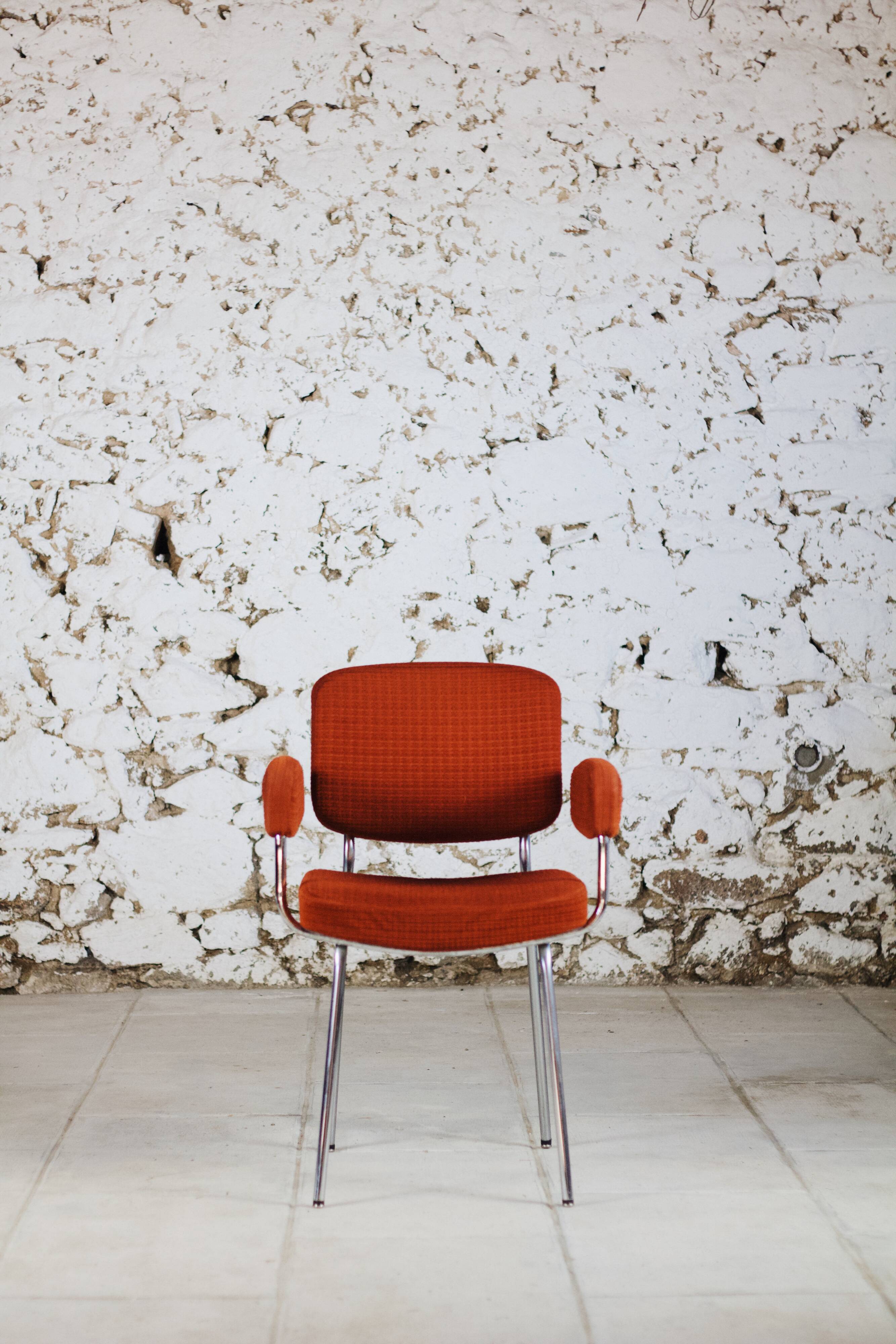 Vintage orange velvet armchair, 1970