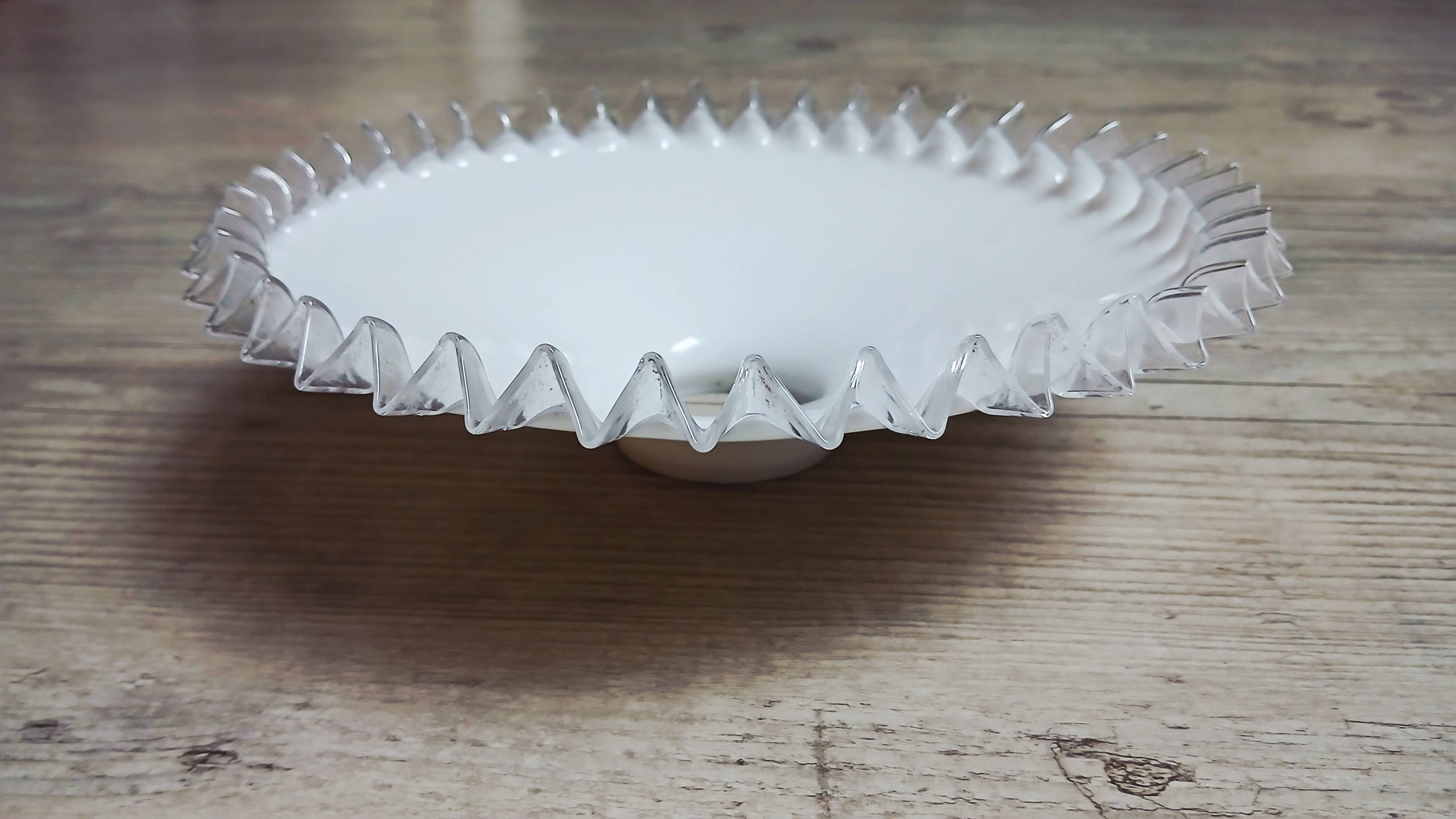 Antique pleated opaline lampshade