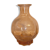 Carafe transparent en verre moulé rose art-déco