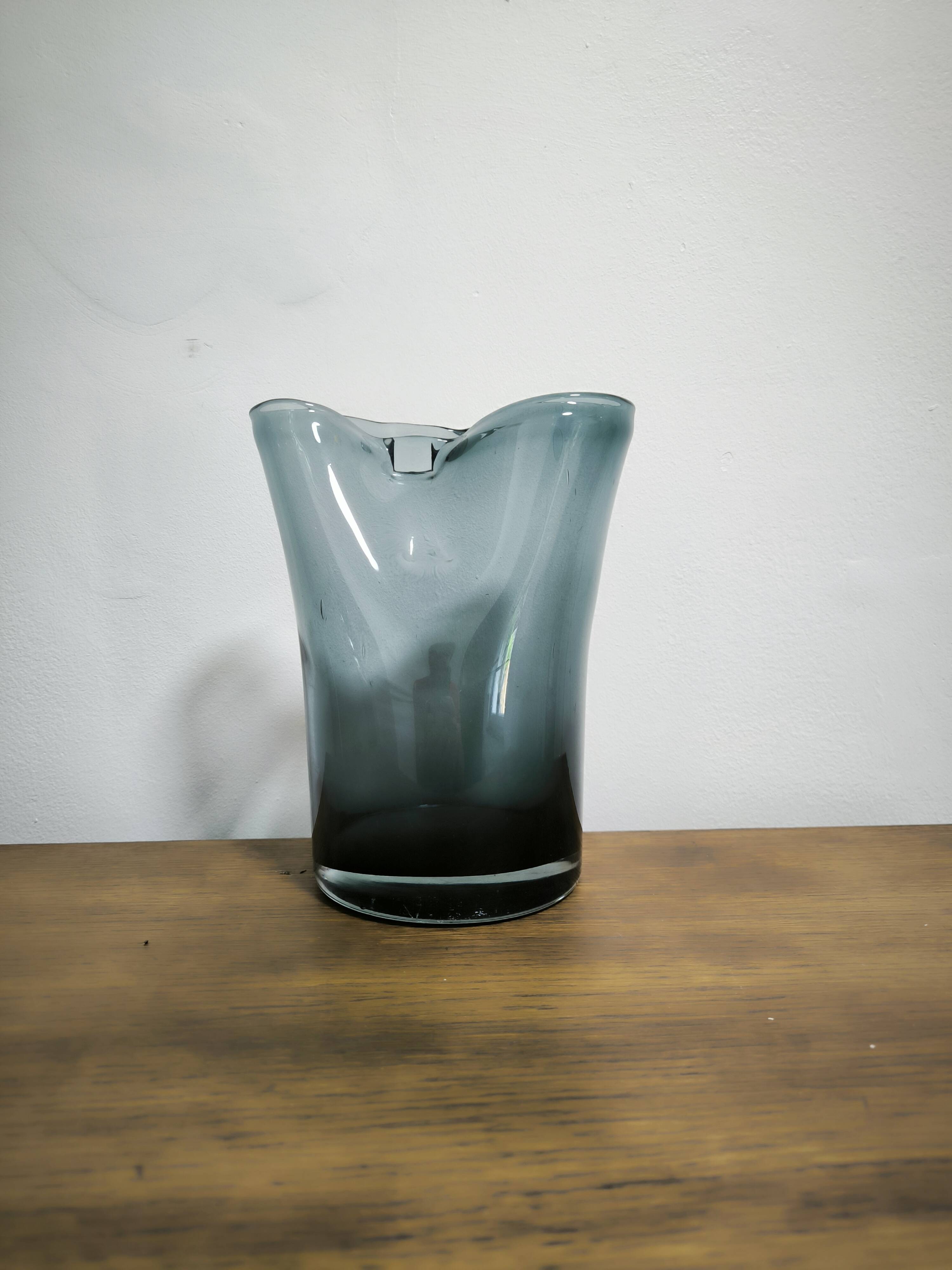 Smoked glass vase with blue gradient