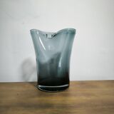 Smoked glass vase with blue gradient