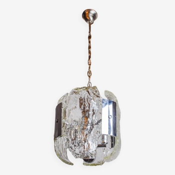 JT Kalmar chandelier, frosted murano glass, space age, Austria 1970