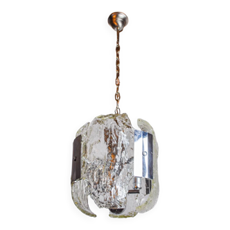 JT Kalmar chandelier, frosted murano glass, space age, Austria 1970
