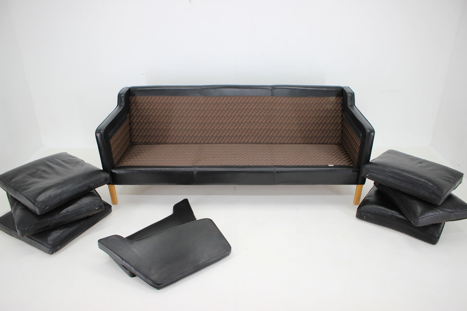 1980s Black Leather 3-Seater Sofa by Stouby, Denmark