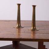 2x Hans Bølling Brass Candlesticks for Torben Ørskov, Denmark 1950s