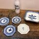 Glass underside and ceramic ramekin Gien France 60s