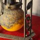 kiosk lamp wrought iron 1930 art deco molded glass paste, 38x22 elec ok,