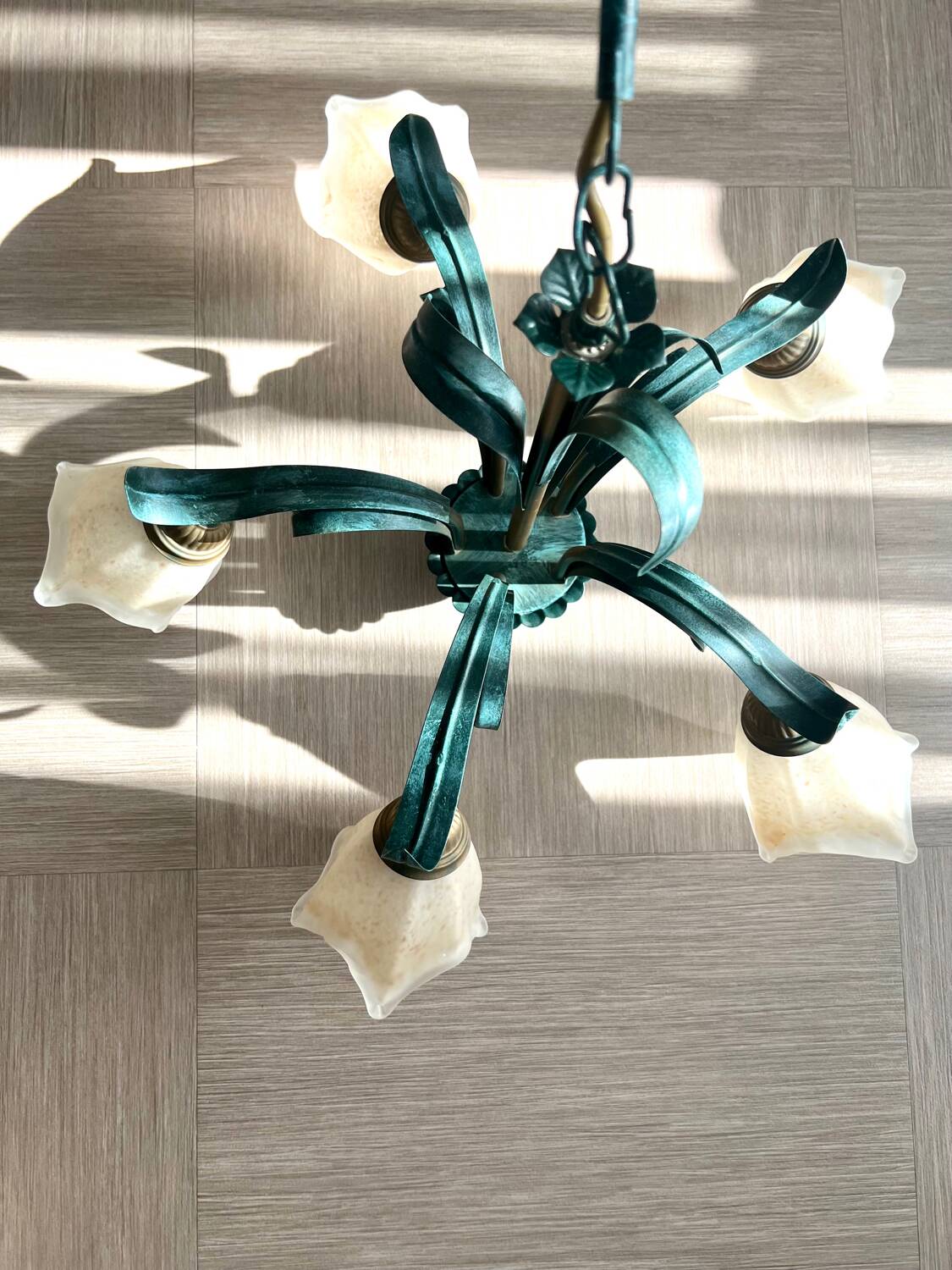 Glass and Metal Chandelier