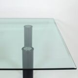 Table à manger carrée "Brentano" en verre par Emaf Progetti pour Zanotta (Italie, années 1980).