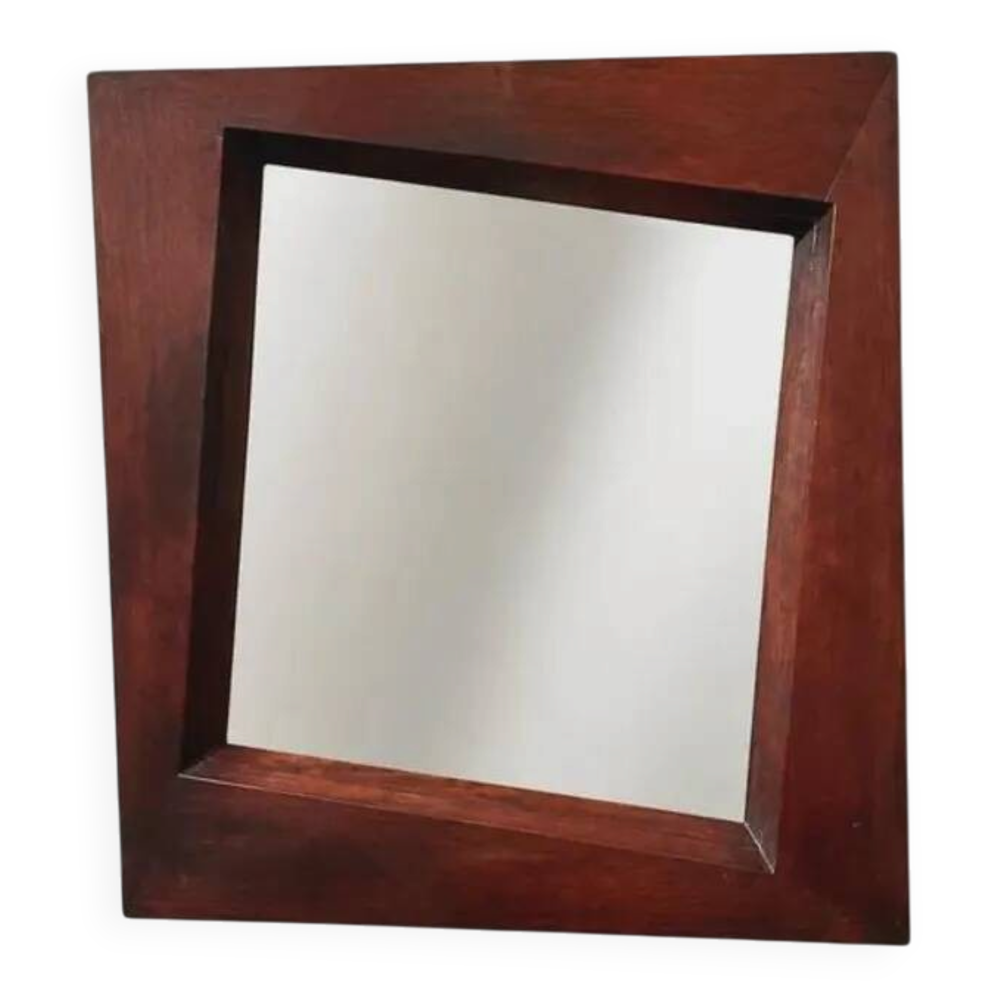 Grand miroir mural en bois exotique massif