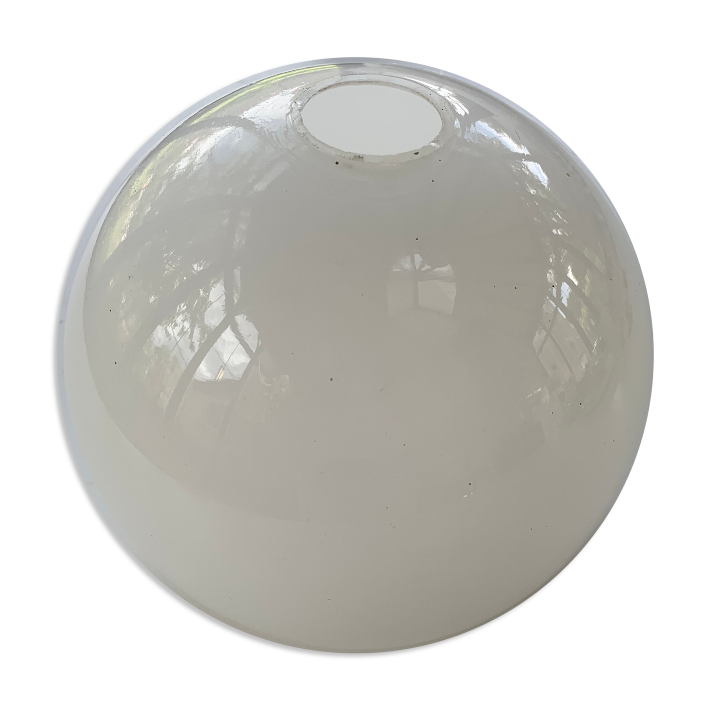 Globe ball in vintage white opaline