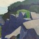 Mid-Century Modern "Outcrop" Swedish Landscape Oil Painting, Framed