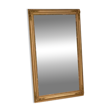Miroir XIXème au mercure, en bois et stuc doré