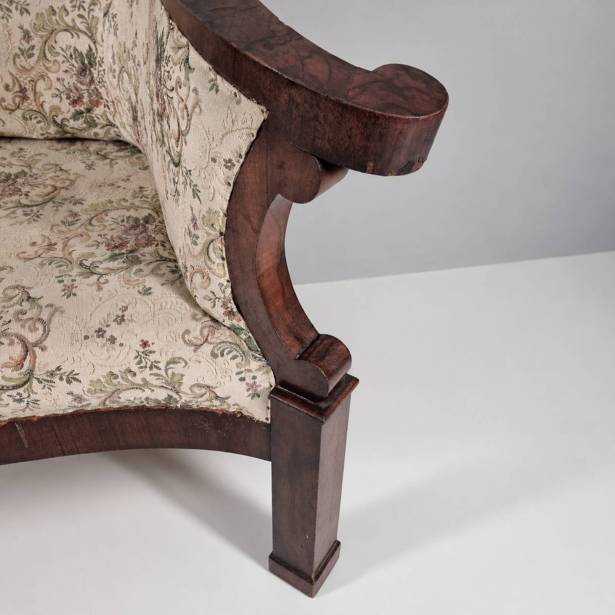 Biedermeier Walnut Veneer Sofa
