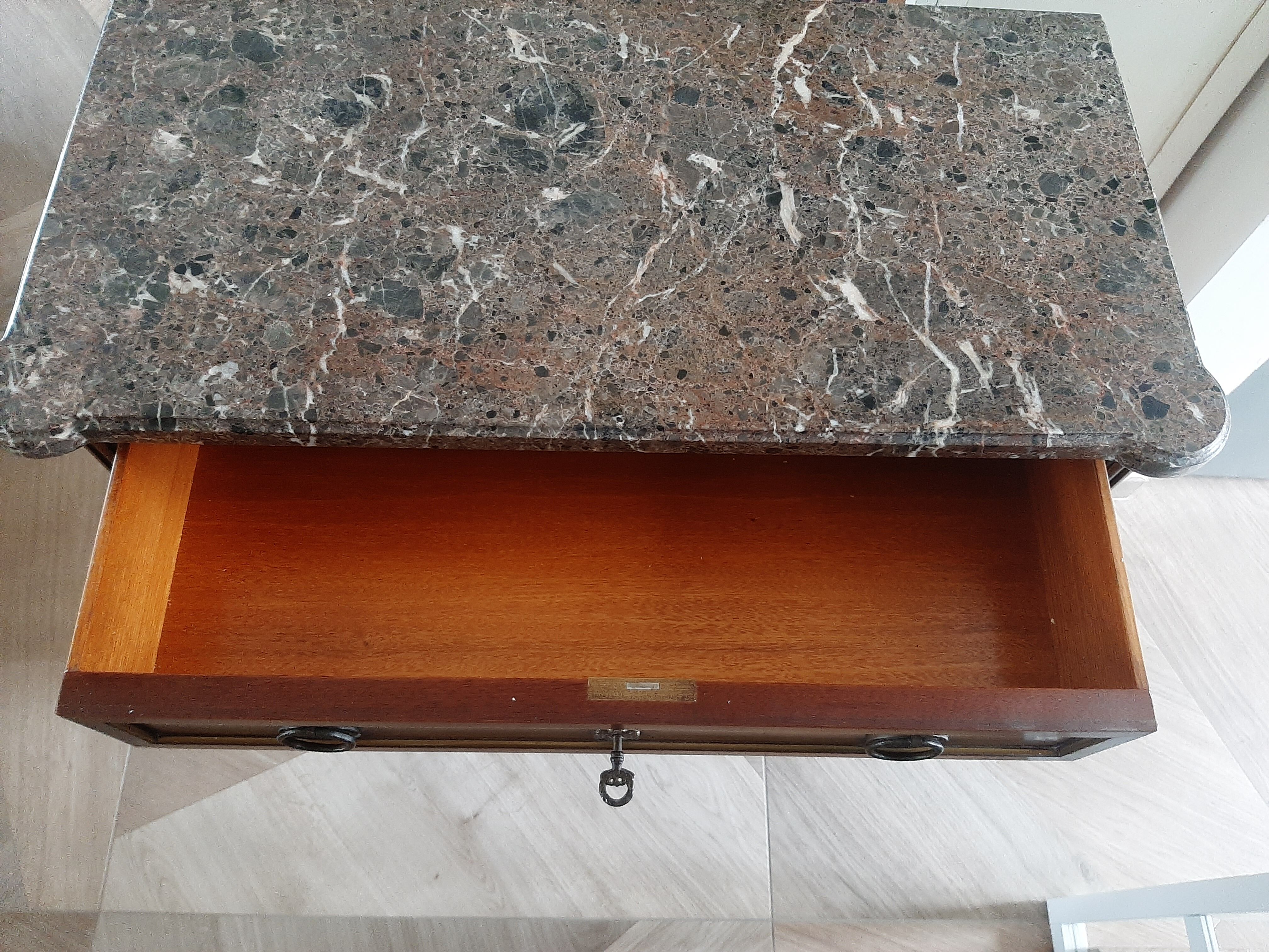 vintage - Small style chest of drawers - Louis XVI marble top with 1 drawer and 2 doors