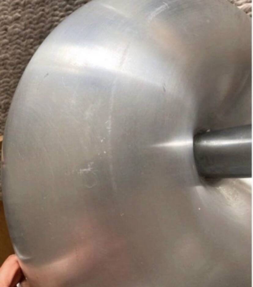 Large Suspension luminaire Space age brushed aluminum chrome design furniture lighting 70