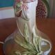 Orchid-patterned earthenware table lamp