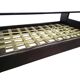 Vintage glass coffee table with dark wood frame